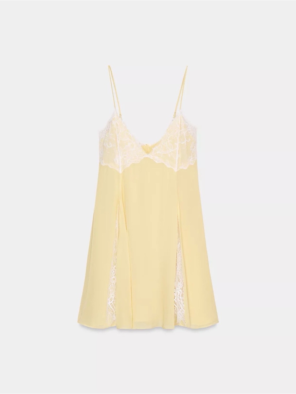 Zara Butter Yellow Lace-Trim mini dress